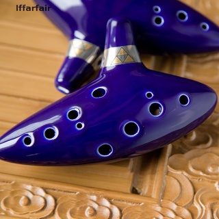 [iffarfair] 12 agujeros alto c llave cerámica instrumento musical flauta azul ocarina leyenda de zeld.