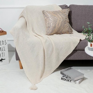 Nordic Style Sofa Blanket Office Nap Blanket Tassel Knitting Ball Wool Blanket