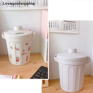 [Lovego] Ins escritorio pequeño papelera papelera dormitorio hogar lindo bote de basura con tapa Mini (6)