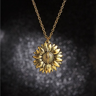 European and American fashion new creative sunflower necklace can be opened lettering Pendant Necklace versatile jewelry couple gift you are my sunshine lettered (8)