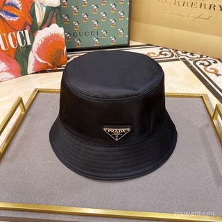 Ready Prada Beautiful Fashion The New Net Red With Triangle Metal Standard Fisherman's Cap Basin Cap Male And Female Stars With Sunscreen Hat
