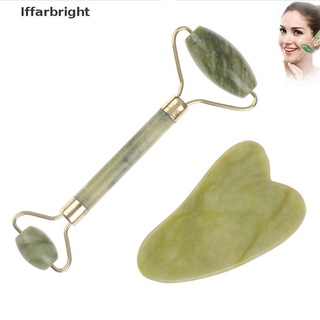 [Iffarbright] Roller and Gua Sha Tools by Natural Jade Scraper Massager with Stones for Face .