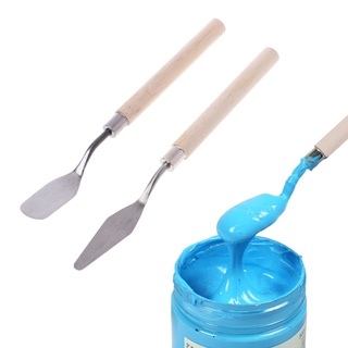 stab 2pcs paleta de acero inoxidable cuchillo espátula rascador para mezclar arte pintura al óleo (2)