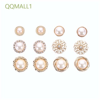 Qqmall1 aretes huecos redondos simulados perlas Para mujer Flor 6 pares/Lote de perno de aretes/pendientes de aretes/Multicolor