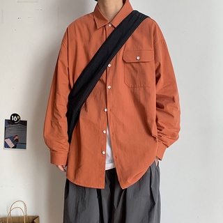 Llanura ropa de trabajo de manga larga camisa de los hombres otoño marea estilo Hong Kong estilo japonés pulgadas camisa marea marca suelta ruffian guapo camisa 9.2
