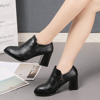 Productos de puntoXH💝2020Primavera nuevo talón de gatito tacones altos Stiletto zapatos de punta estrecha boca profunda cremallera lateral estilo coreano zapatos de mujer