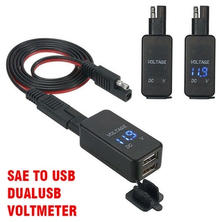 Adaptador De Cable SAE A USB De Motocicleta Dual Cargador De Teléfono Celular Y Voltímetro whywellvipMall
