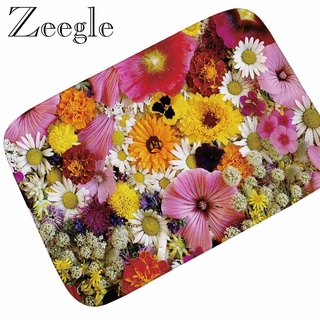 zeegle 3d - alfombrilla de franela con estampado floral, antideslizante, para puerta de franela, alfombra de cocina