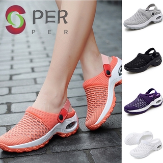 Unisex ortopédico sandalias de caminar transpirable Casual cojín de aire Slip-On zapatos de malla agujero zapatillas