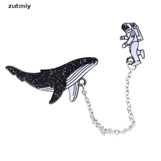 [zutmiy3] broche de cadena de astronauta ballena de animales de dibujos animados peces de mar espacio exterior pin de solapa mx4883