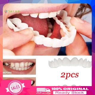 [listo] 2 piezas de simulación de silicona de la parte superior inferior de los dientes dentadura blanqueadora falsa cubierta de dientes