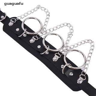 guaguafu gargantilla de cuero negro anillo de metal cadena collar collar hecho a mano goth punk joyería mx