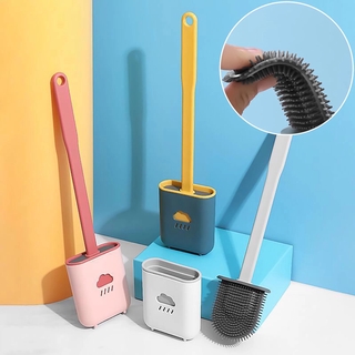 Cepillo de inodoro de silicona con soporte de fuga de agua creativo juego de cepillos de limpieza suave cepillo de plástico con mango largo