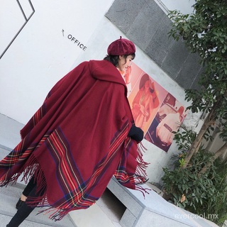 【Venta directa de fábrica】Estilo étnico capa y chal de las mujeres capa encapuchada engrosada caliente yunnanan Tibet viaje bufanda con capucha capa abrigo