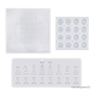 Chr. molde de resina epoxi cristal internacional tablero de ajedrez piezas de ajedrez molde de silicona