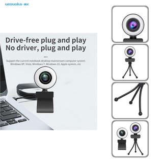 uesuoka flexible pc cámara web 1080p/2k usb pc webcam relleno luz ajustable para transmisión en vivo