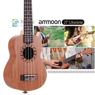 [Muwd] ammoon 21 Inch Wooden Acoustic Ukulele Ukelele Uke Sapele Wood (8)
