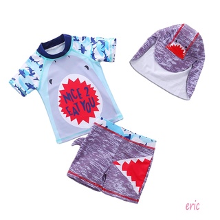 AA-Boys conjunto de ropa de natación de tres piezas, azul cuello redondo manga corta Tops