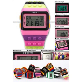 SHHORS Candy Rubber Digital Cronómetro Impermeable Hombres Señoras Reloj Deportivo LED092 (8)
