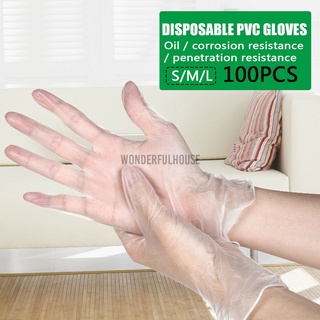 100 guantes de látex desechables de PVC, 3 tamaños