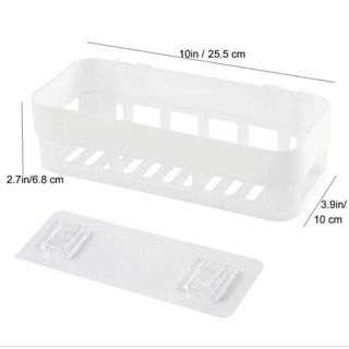 Estante adhesivo para baño, organizador de plástico sin taladrar (8)