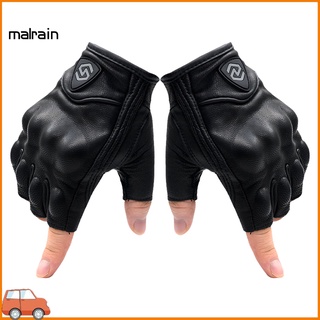 [Ma] Professional Cycling Gloves Adjustable Faux Leather Knuckle Protection Fingerless Gloves Protective Shell for Cycling