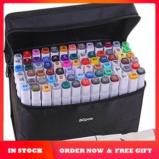 ⭐ 60 Color Marker Pen Double-headed Marker Pen Sketch Writing Painting Underline Marker Pen Artist Painting Double-headed Art Marker Pen With Zipper Storage Bag ⭐