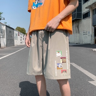 [Listo Stock] Pantalones Cortos Casuales Hombres Street Wear Influencer De Cinco Puntos Verano Estilo Hong Kong Suelto Todo-Partido Moda