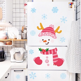 Christmas Cartoon Snowman Fridge Sticker / Waterproof Self Adhesive Colored Wall Stickers