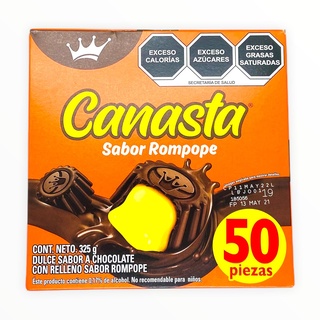 CANASTAS DE CHOCOLATE CON RELLENO ROMPOPE 50 piezas LA CORONA