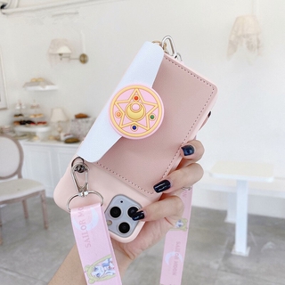3D Sailor Moon cuero cartera casos de teléfono para Xiaomi Poco X3 NFC M3 X2 F2 Pro Casing cordón correa flor suave silicona TPU cubierta (7)