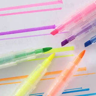 attack 6 colores de doble cabeza resaltador plumas fluorescentes marcador arte dibujo papelería suministros escolares (6)