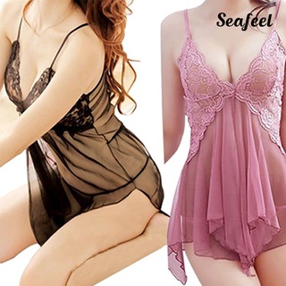 seafeel Women Sexy Breathable Thong Lace Underwear Babydoll Sleepwear G-string Sheer