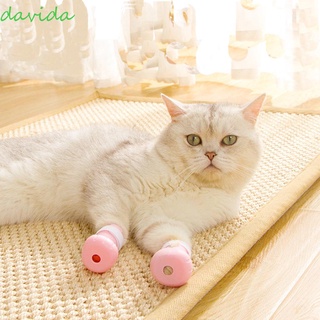 davida 4pcs gato zapatos cubierta de pie gato garra guantes gato pie cubierta de silicona antiarañazos guantes de baño manoplas casa garra zapatos/multicolor