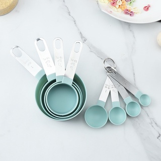 Co juego de 4 tazas de medición DurabCo acero inoxidable HandCo plástico lindo cucharas cucharas cucharas conjunto para cocina