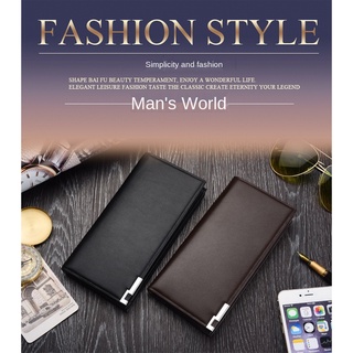 ★Hongfa luggage firm★New Bag Men's Long Wallet with Iron Edge Korean Men's Wallet Youth Fashion Wallet Multi-Function xi zhuang bao Father Wallet