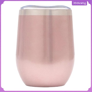 [xmanirbg] 12 oz Wine Tumbler, Stainless Steel Stemless Tumbler with Lid, Vacuum Insulated Double Wall Flask for Home,Office, Wine,