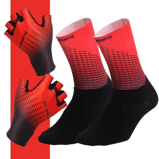 1 par de guantes de ciclismo de medio /dedo completo con 1 par de calcetines de ciclismo hombres mujeres deportes guantes de bicicleta de carreras conjunto de bicicletas