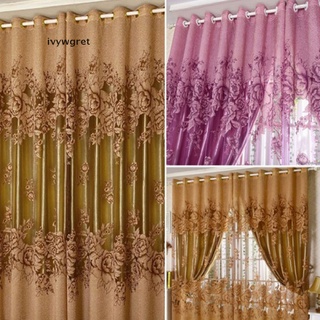 ivywgret 1 x peonía patrón cortinas de gasa sala de estar ventana cortina de tul pura cortinas mx