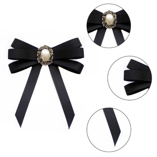 s.mx Imitation Pearl Ribbon Brooches Pin Bow Tie Vintage Pre-Tied Collar Jewelry Bowknot Shirt Necktie Clip for Women Girls (9)