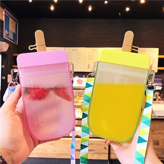 pan222.mx300ml Cute Straw Cup New Plastic Popsicle Water Bottle BPA Free Transparent Juice Drinking Cup Suitable For Adult Children