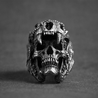 European and American skull retro devil skull punk style ghost head men's ring