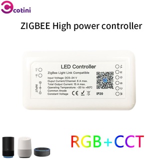 cotini Tuya Zigbee 3.0 Smart LED Controlador RGB + CCT 6pin Light Strip DC12-24V Trabajo Con Alexa Asistente De Google