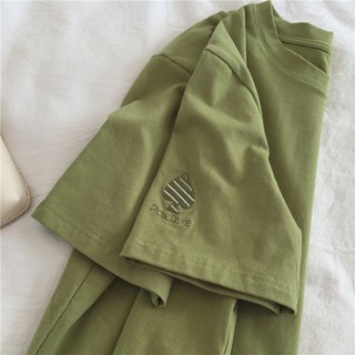 2021 camiseta de manga corta para mujer verde aguacate suelto diseño de nicho salvaje media manga media top ins trendy
