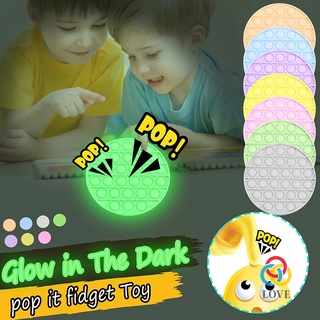 Glow in Dark Luminous Push Pop Bubble Fidget Sensory Toy Special Needs Stress Reliever Toy for Adult Kid Family Friends