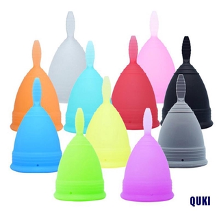 (QUKI) tazas menstruales reutilizables de silicona, plegables, para higiene femenina, cola hueca