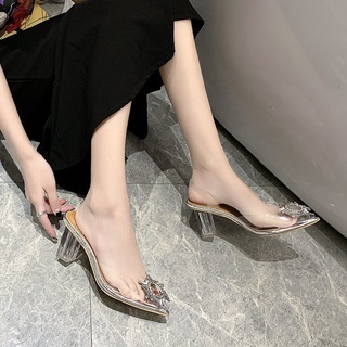 Sandalias De Tacón Alto Con Hebilla De Una Línea Puntiaguda De Moda Para Mujer (4)