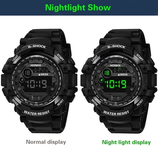 Promotion Fashion Waterproof Men's Boy LCD Digital Stopwatch Date Rubber Sport Wrist Watch (9)