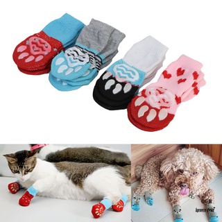 4 pzs calcetines antideslizantes para perros/cachorros/mascotas/respirables elasticidad cálida/invierno/interiores (1)