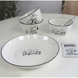 Snoopy Character Bowl plato/plato Snoopy/humey Bowl/plato de cerámica y tazón (1)